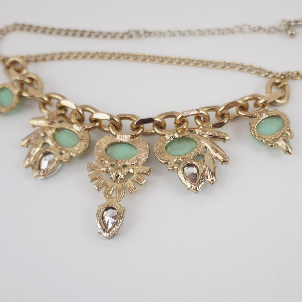 Chunky Mint Green Faux Crystal Statement Necklace - Picture 7 of 8
